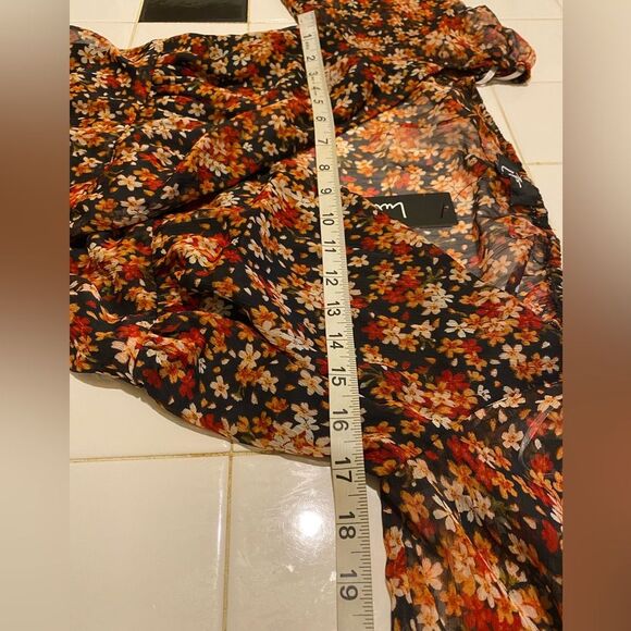 LuLus True To Love Chiffon Wrap Maxi Dress Black Floral Fairy Dark Romantic Chic - Picture 11 of 16